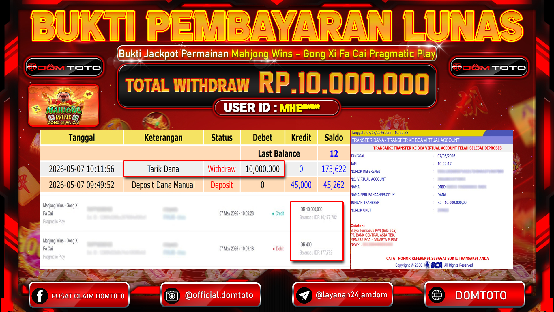 JACKPOT SLOT Mahjong Wins - Gong Xi Fa Cai Pragmatic Play 07 MAY 2026